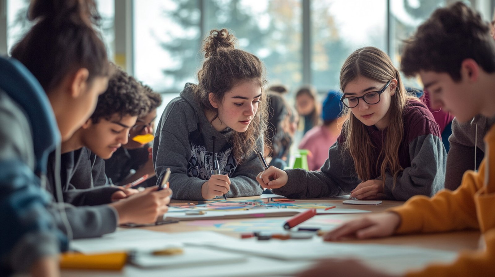 Participants working together during a workshop